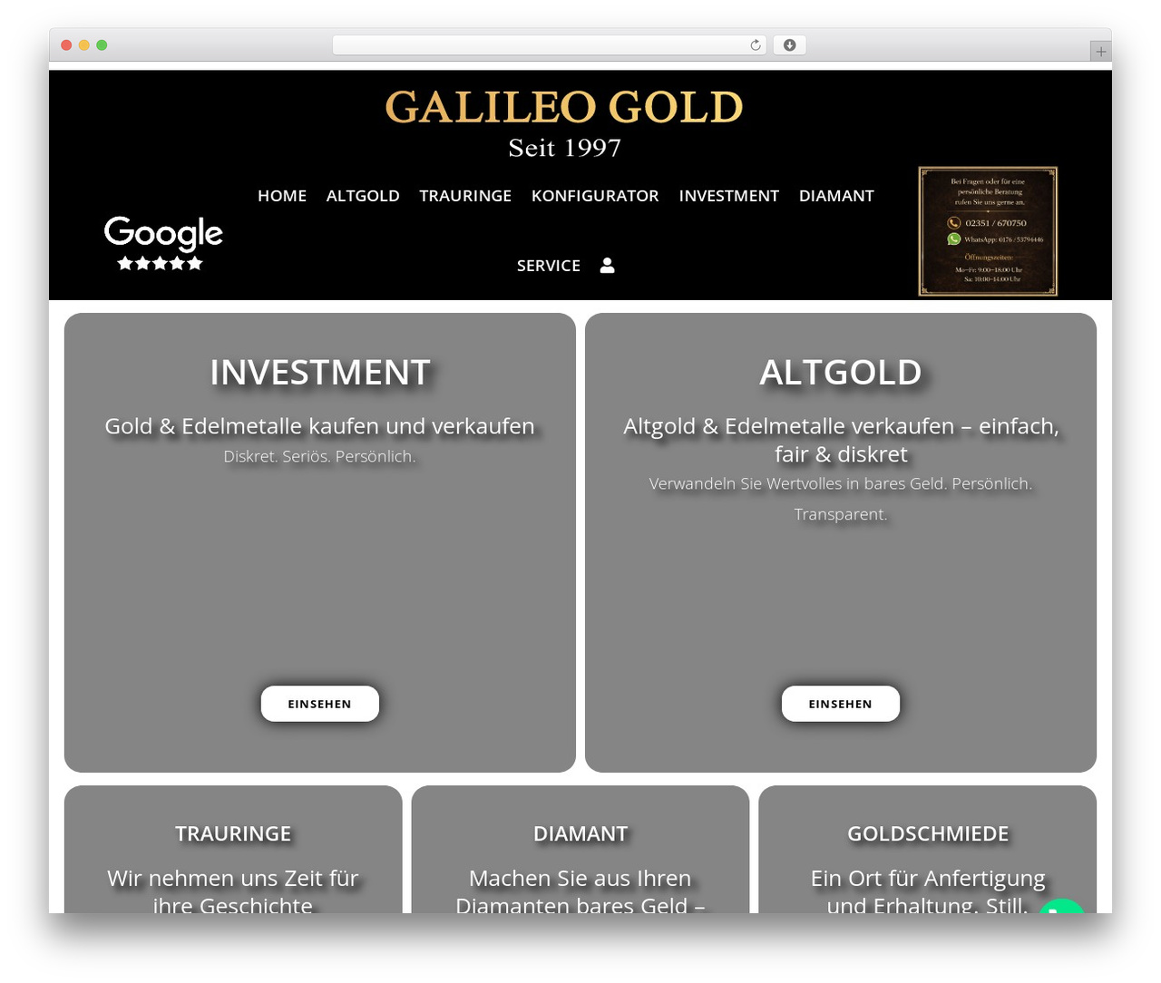 WordPress theme Divi - galileogold.de