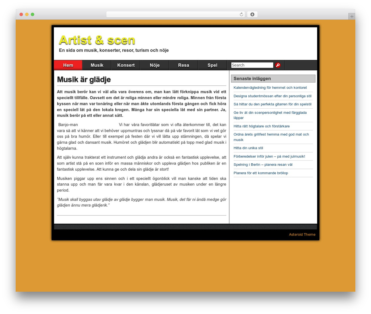Theme WordPress Asteroid - artistscen.se