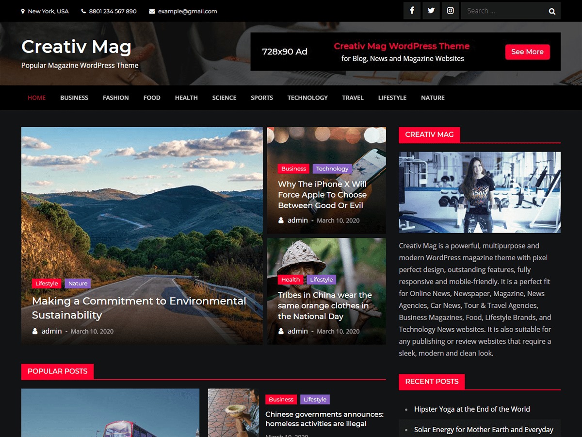 Creativ Mag WordPress magazine theme