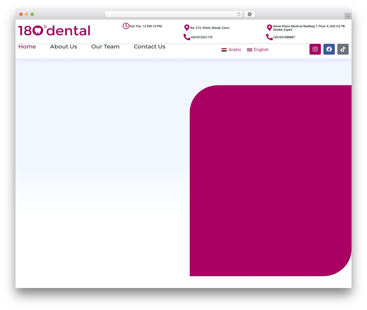 Hello Elementor WordPress theme - 180dentalcenter.com