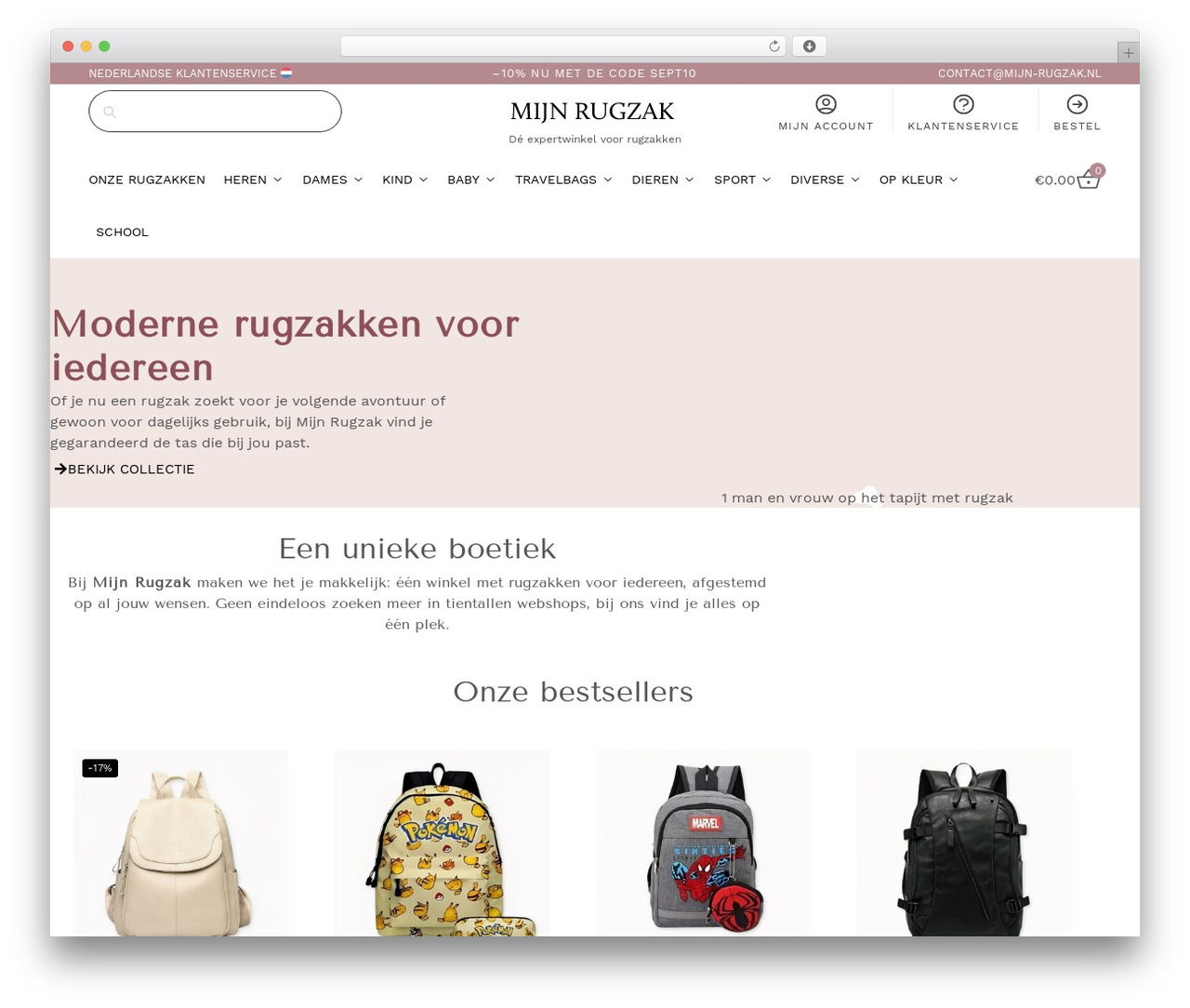 Shoptimizer Child Theme NL (v2) WordPress theme design - mijn-rugzak.nl