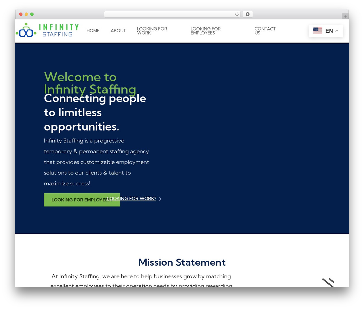 Hello Elementor WordPress theme - infinity-staffing.com