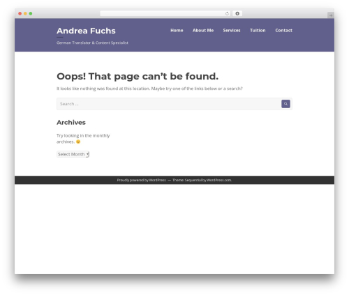 Sequential free WP theme - andreafuchs.com