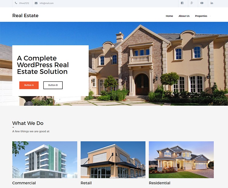 Real Estate Lite best free WordPress theme