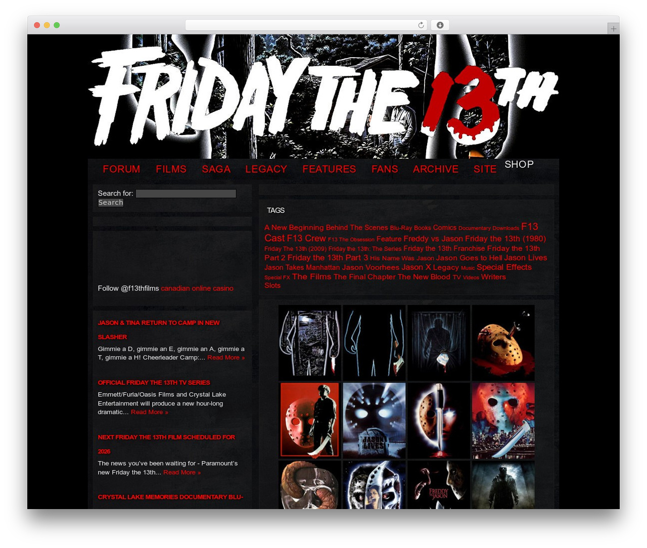 Shadow WordPress theme - fridaythe13thfilms.com