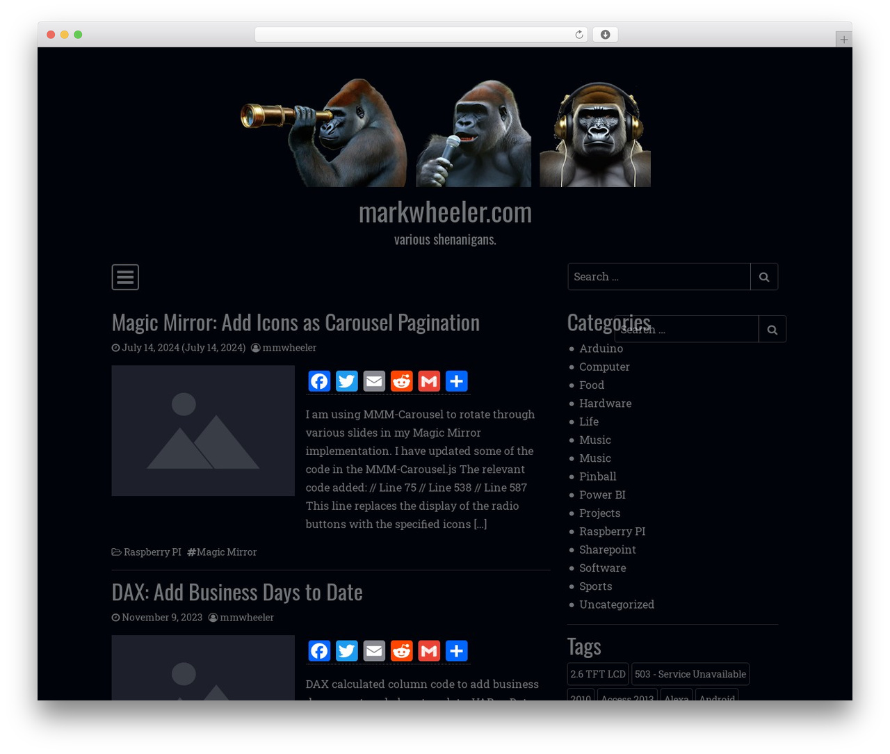 Simple Dark WordPress theme - markwheeler.com Simple Dark WordPress theme - markwheeler.com