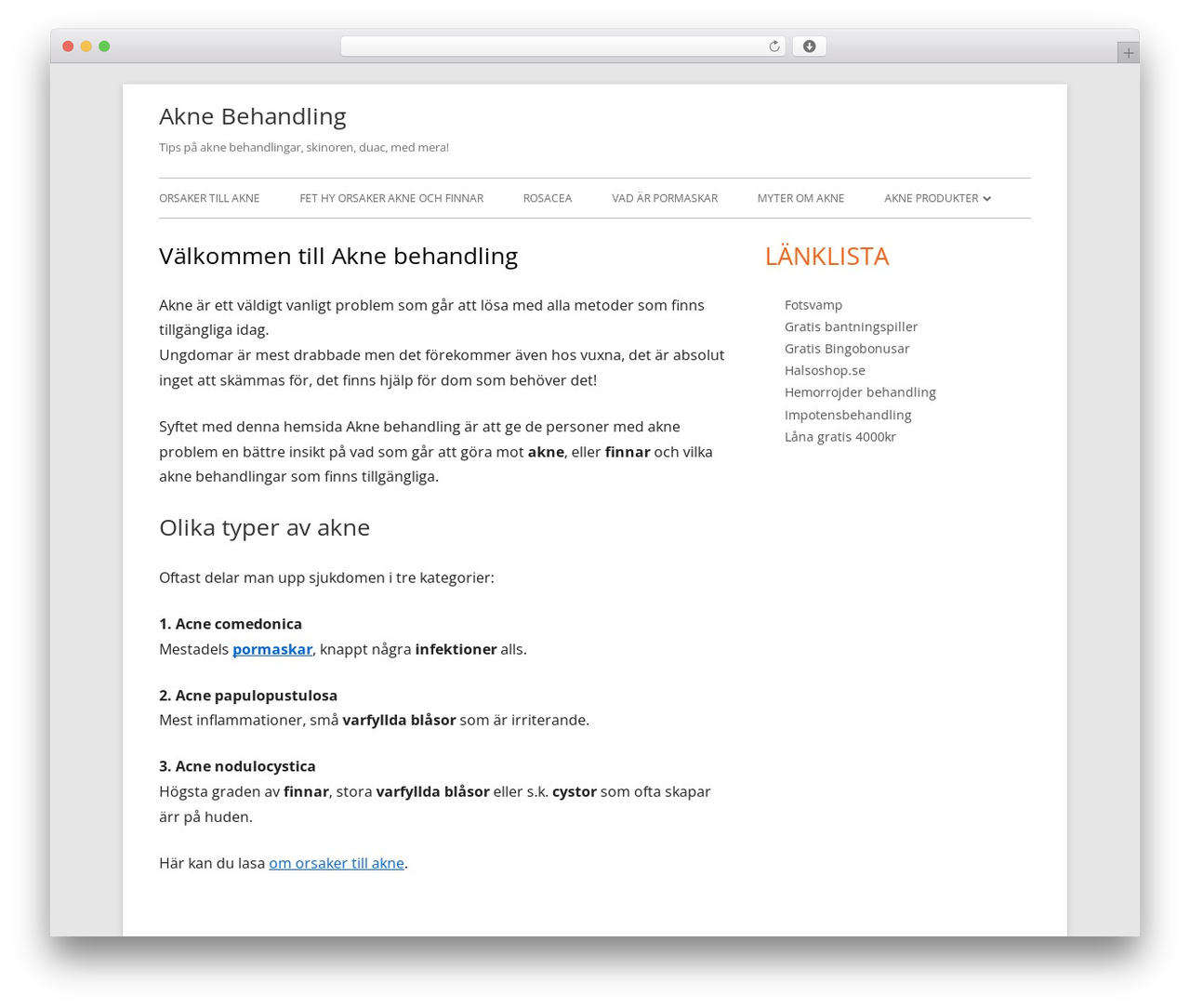 Tiny Framework WordPress theme - akne-behandling.se Tiny Framework WordPress theme - akne-behandling.se