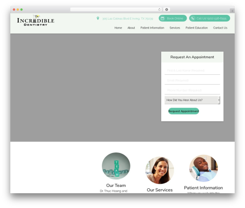 WordPress theme DoctorGenius Framework - incredibledentistry.com