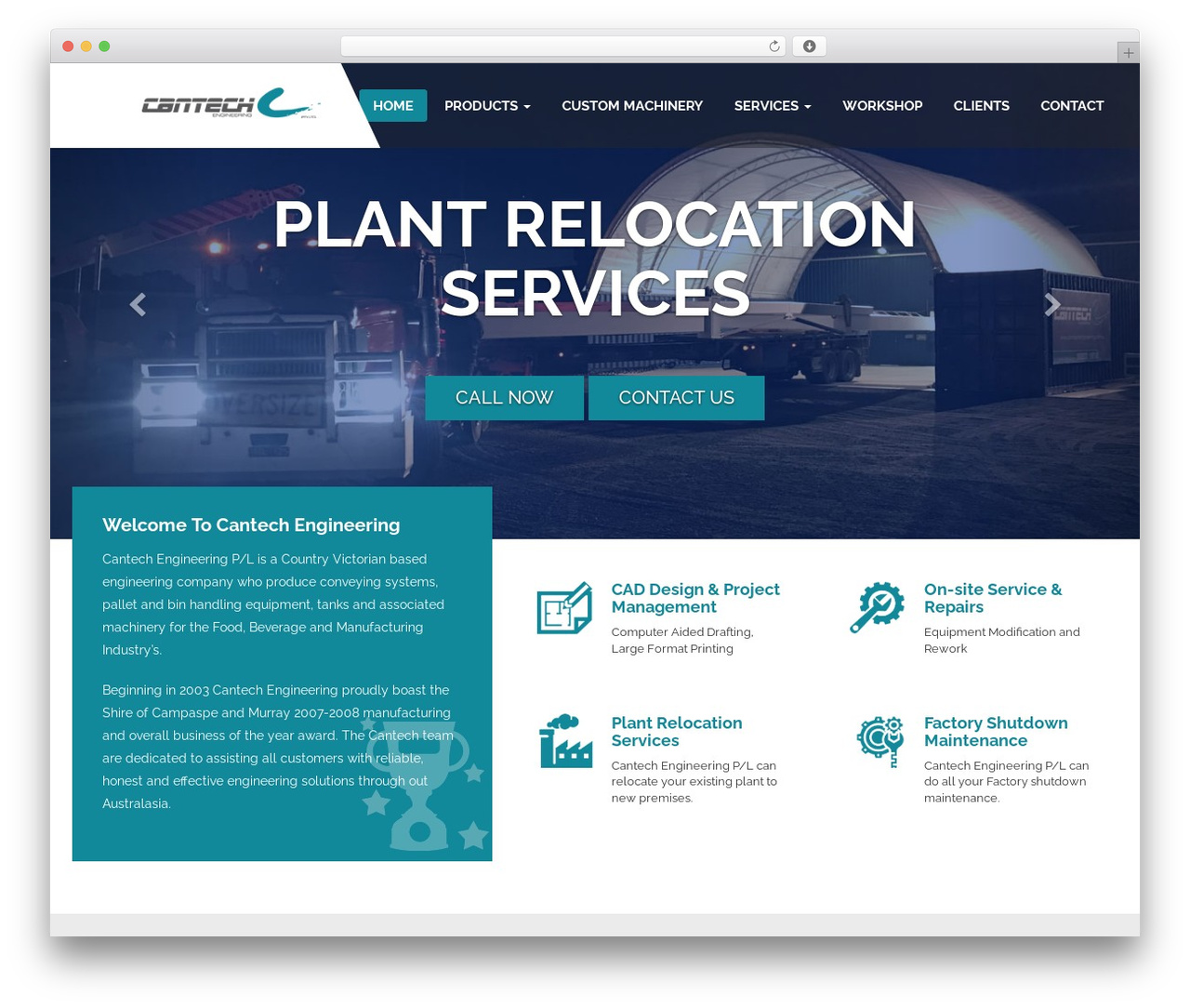 Cantech Engineering - Custom Machinery WP theme - cantecheng.com