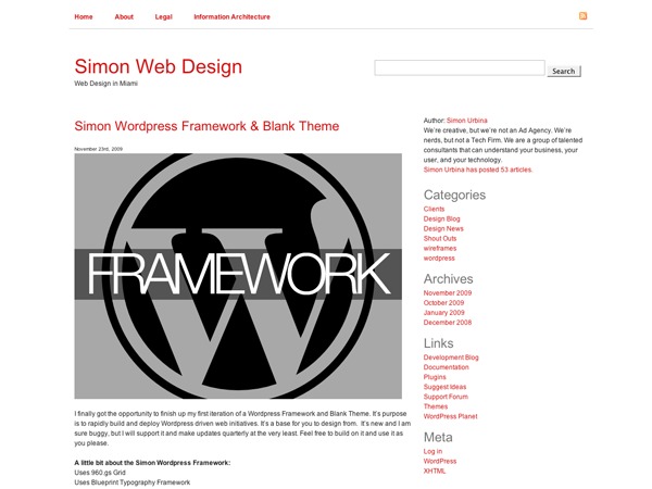 WordPress website theme Simon WP Framework by Simon Urbina