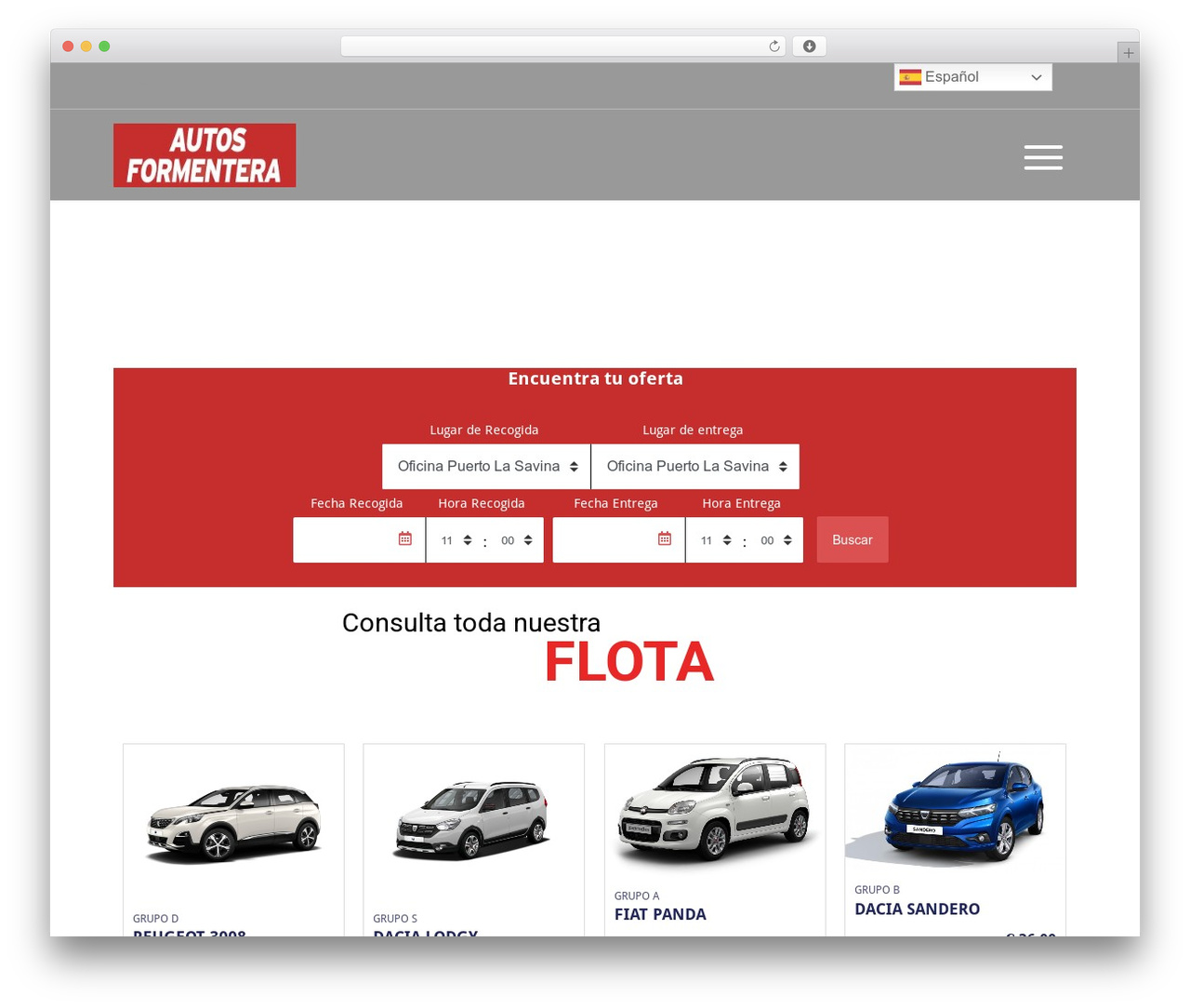 Adventures WordPress theme - autosformentera.com
