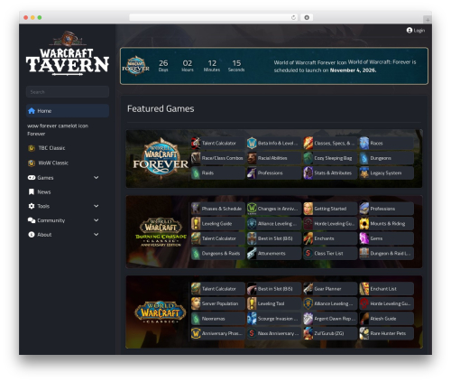 Beaver Builder Theme WordPress theme - www.warcrafttavern.com