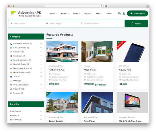 Classified listing pro WordPress plugin - advertiser.pk