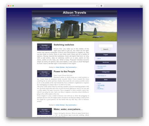 Henge WordPress theme design - alisontravels.com