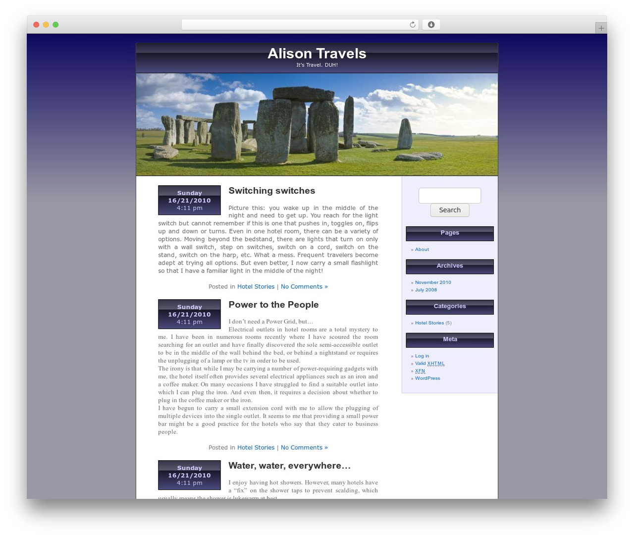 Henge WordPress theme design - alisontravels.com Henge WordPress theme design - alisontravels.com