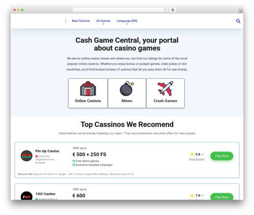 Mercury premium WordPress theme - cashgamecentral.com