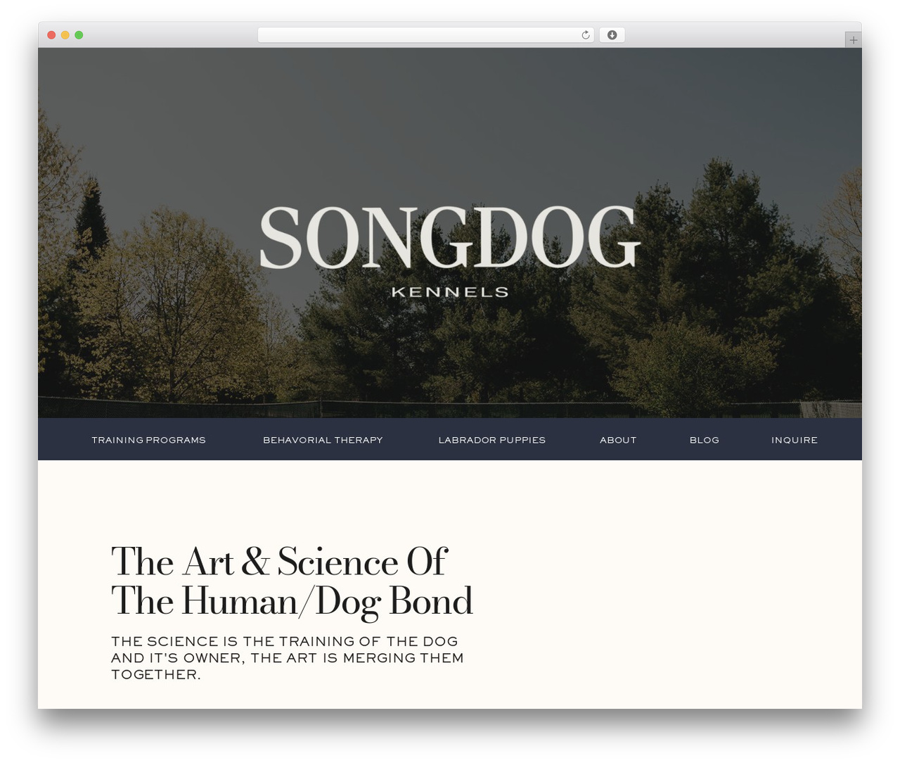 Showit WordPress theme design - songdogkennels.com