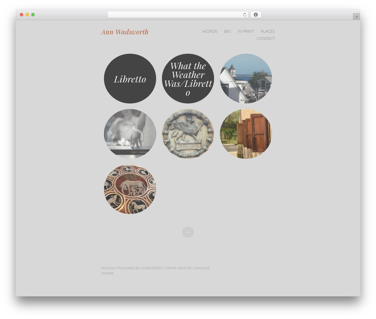 Spun premium WordPress theme - annwadsworth.net