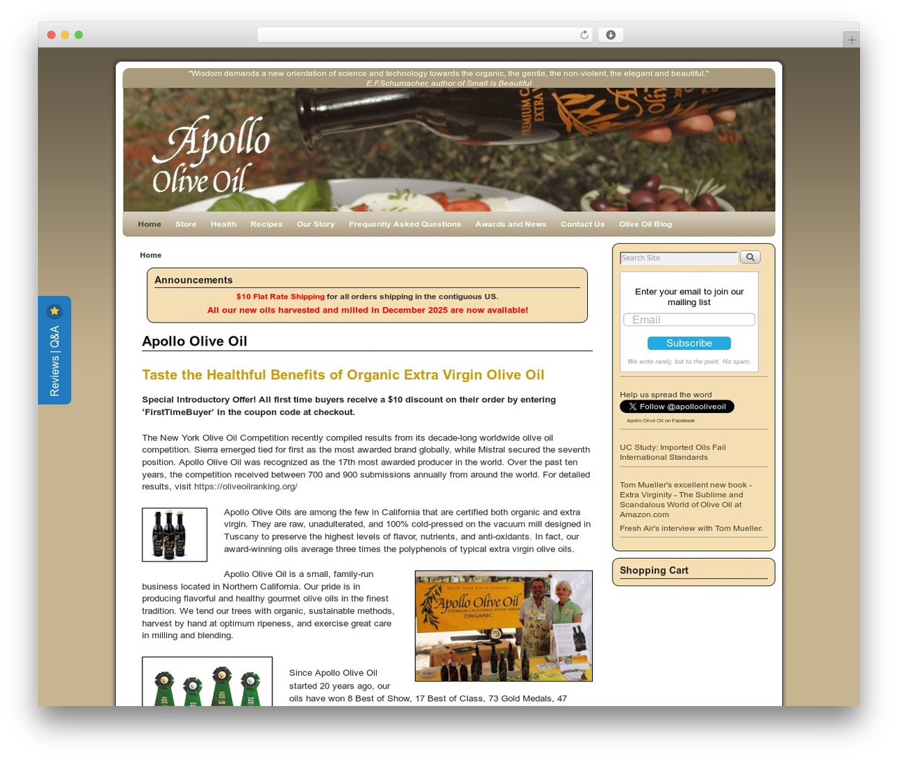 Weaver II WordPress theme - apollooliveoil.com