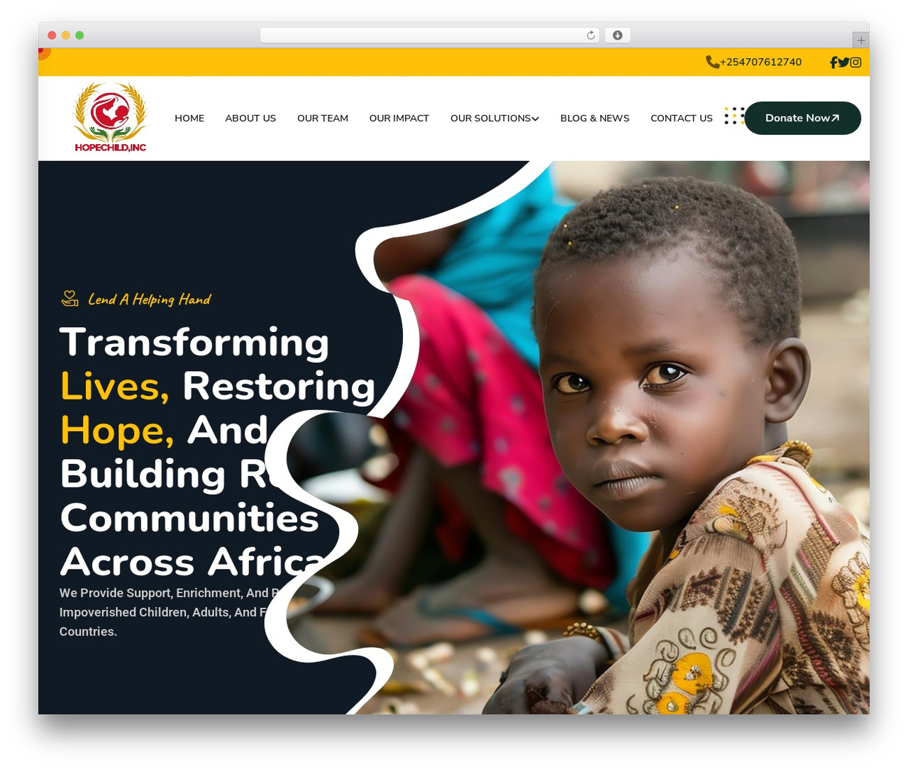 WordPress theme Charifund - hopechildinc.org