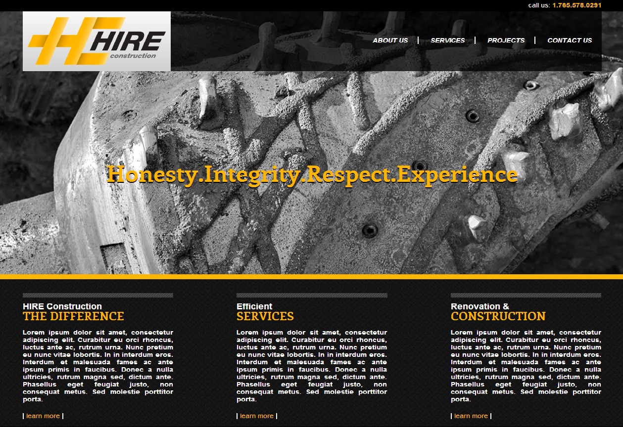 WordPress theme Hire Construction by CS Kern, Inc.