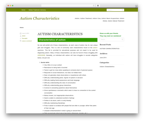 WordPress theme Rumput Hijau - autism-characteristics.herbal-treatment-advisory.com