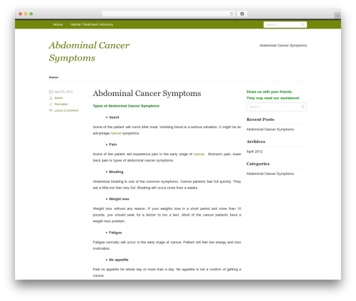 WordPress website theme Rumput Hijau - abdominal-cancer-symptoms.herbal-treatment-advisory.com