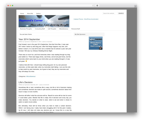 Catalyst WordPress theme - raymondgoh.me