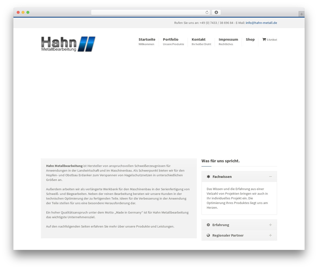 Robust WordPress theme - hahn-metall.de
