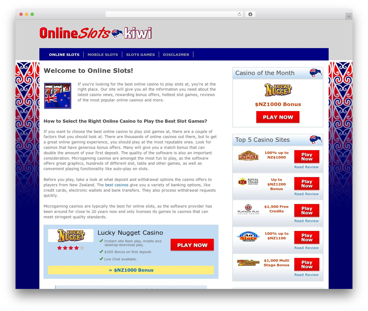 Slots Theme WordPress theme - onlineslots.kiwi
