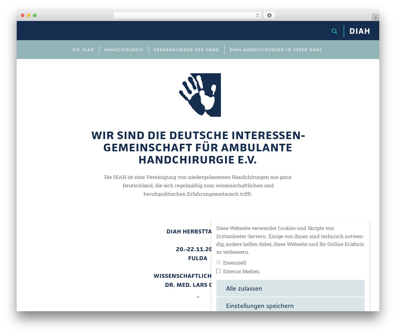 WordPress theme DIAH - handchirurgie-diah.de