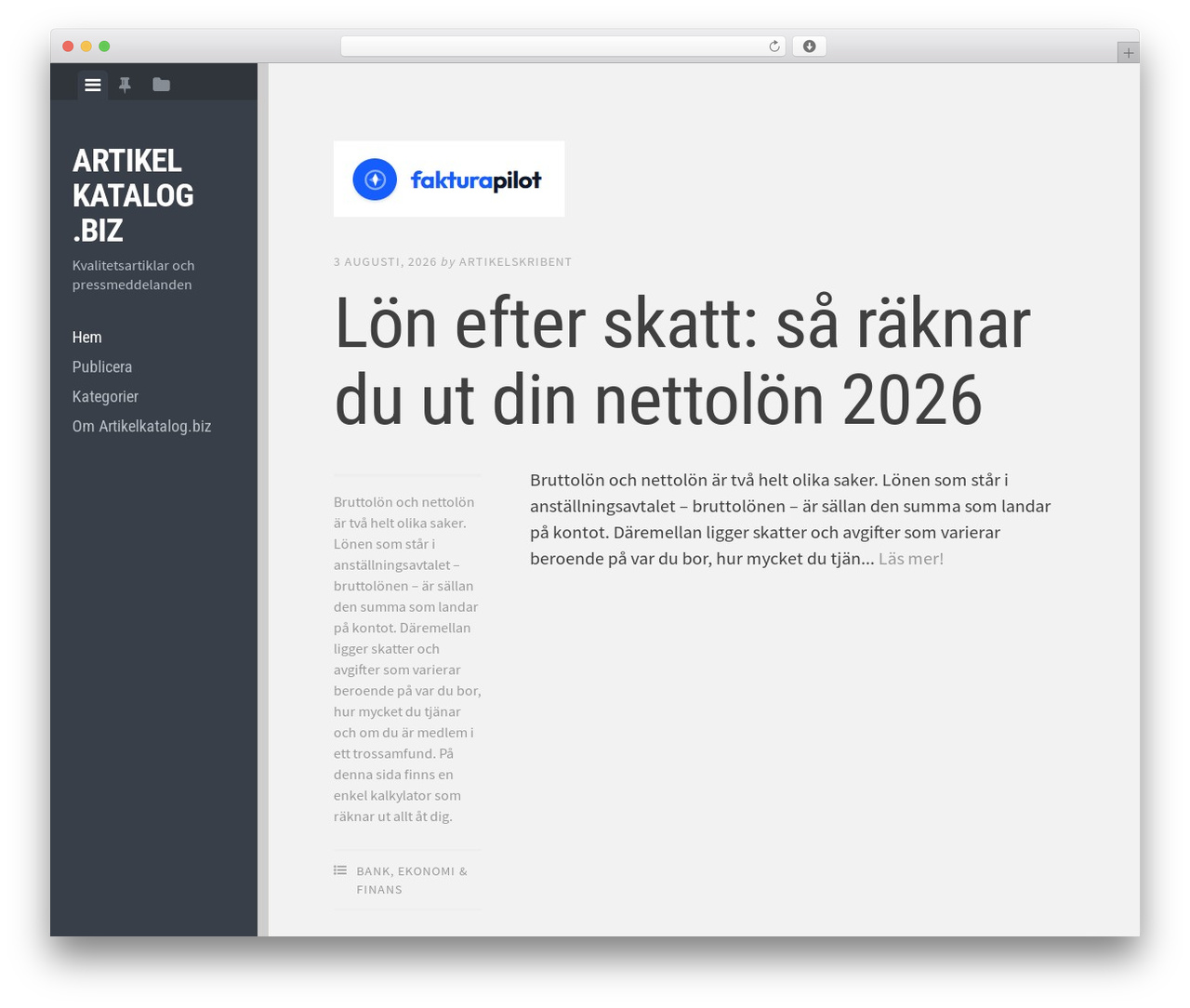 Editor WordPress theme - artikelkatalog.biz