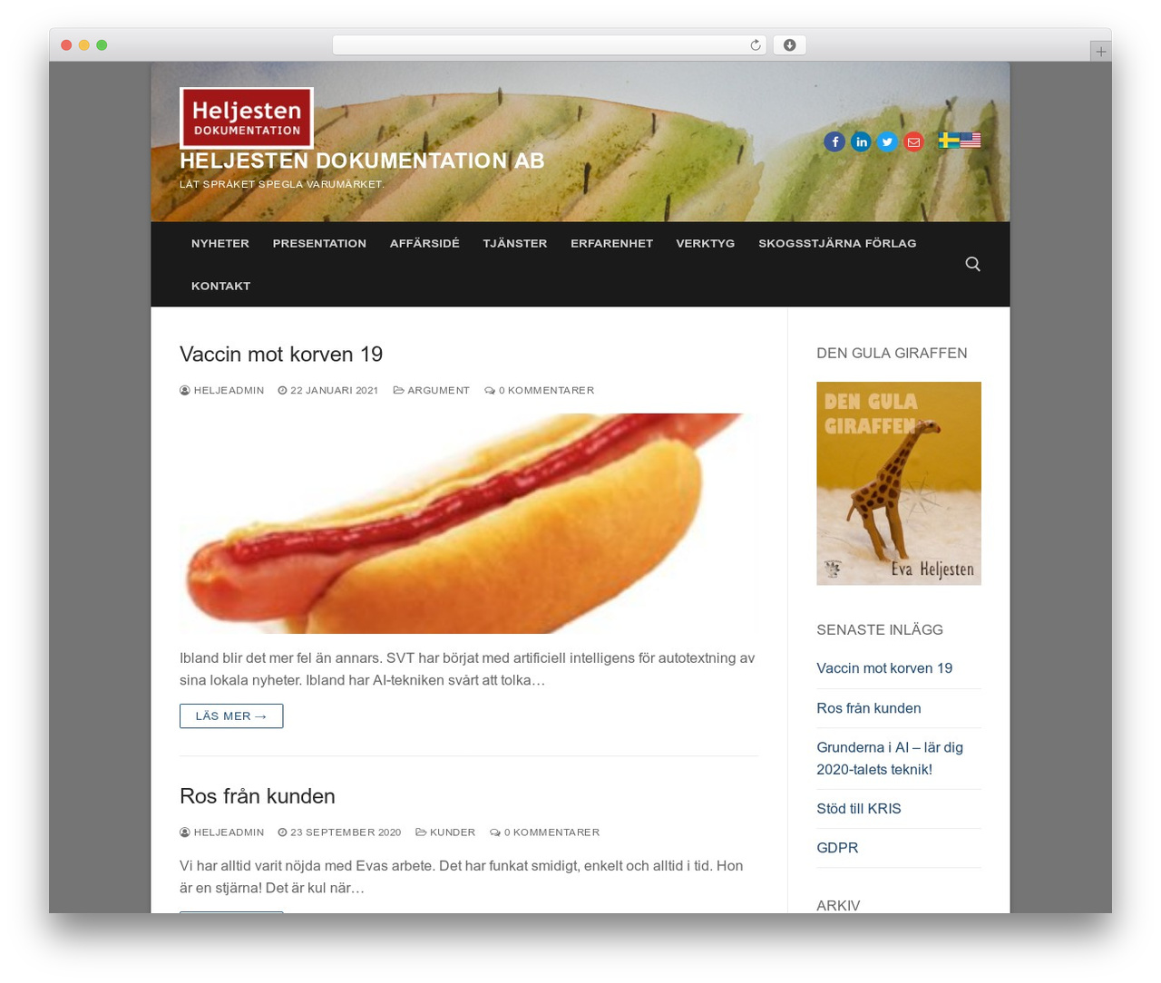 Customify WordPress theme - heljesten.se