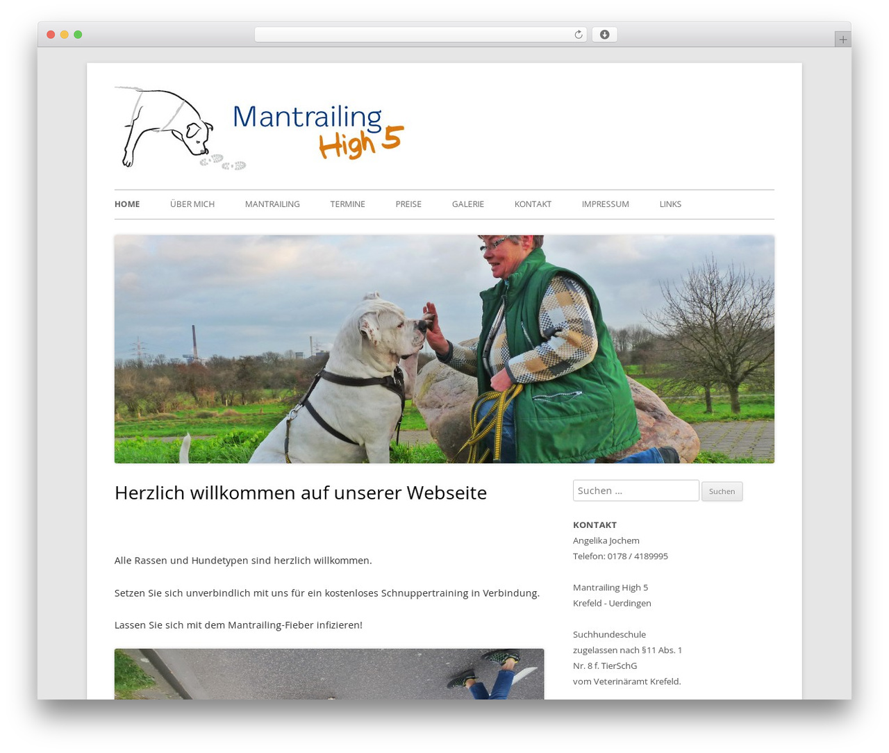 WordPress theme Tiny Forge - mantrailing-high5.de