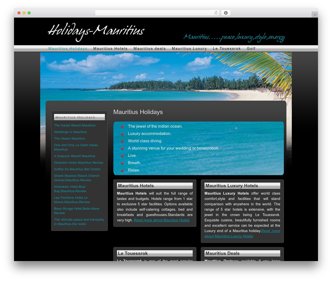 Thesis WordPress theme - holidays-mauritius.co.uk