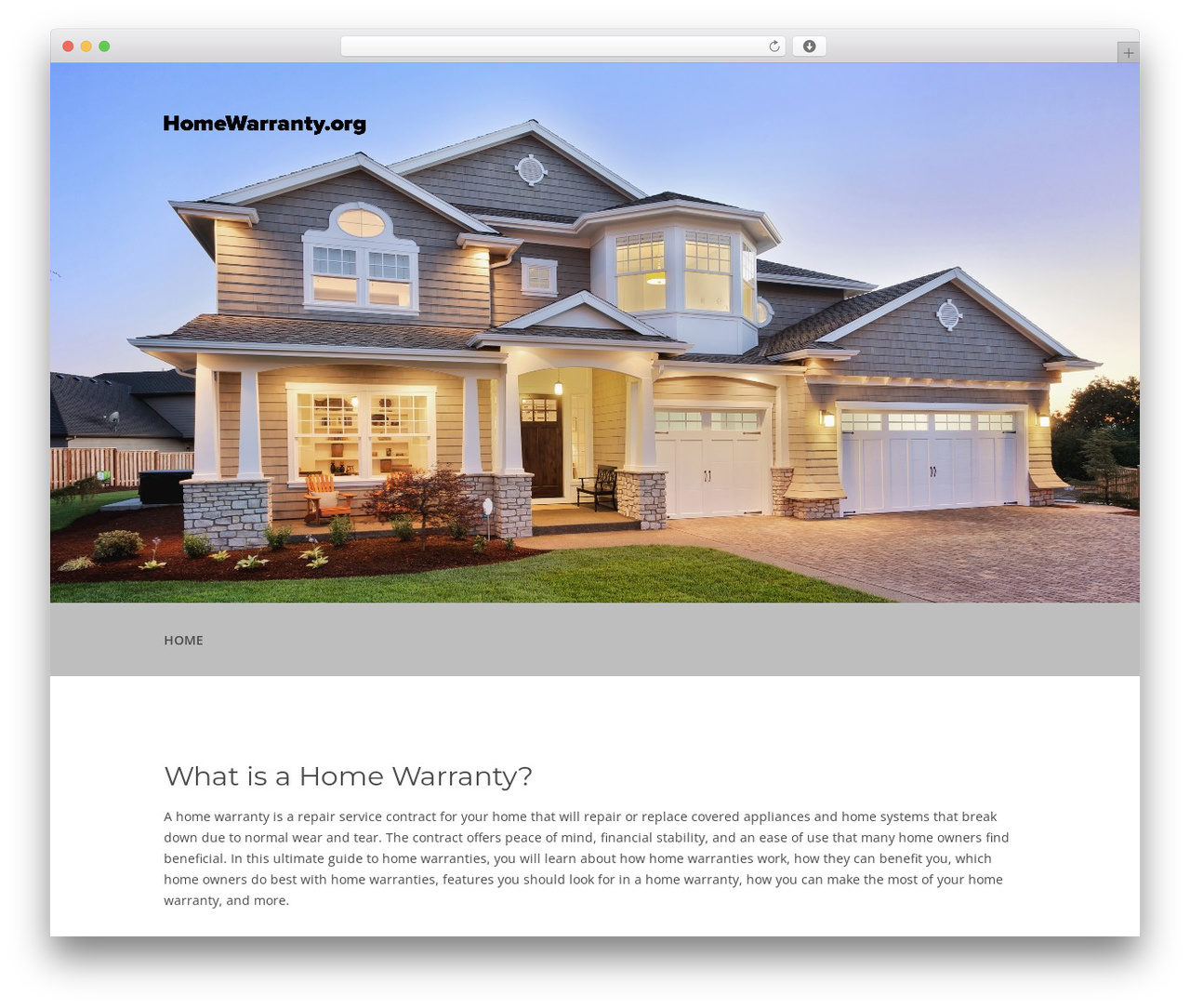 WordPress theme FirstOne OnePage WordPress Theme - homewarranty.org