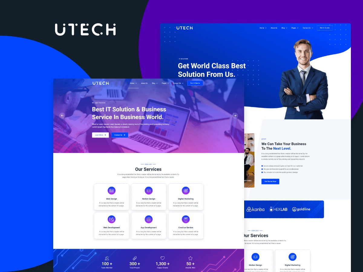 Utech WordPress page template