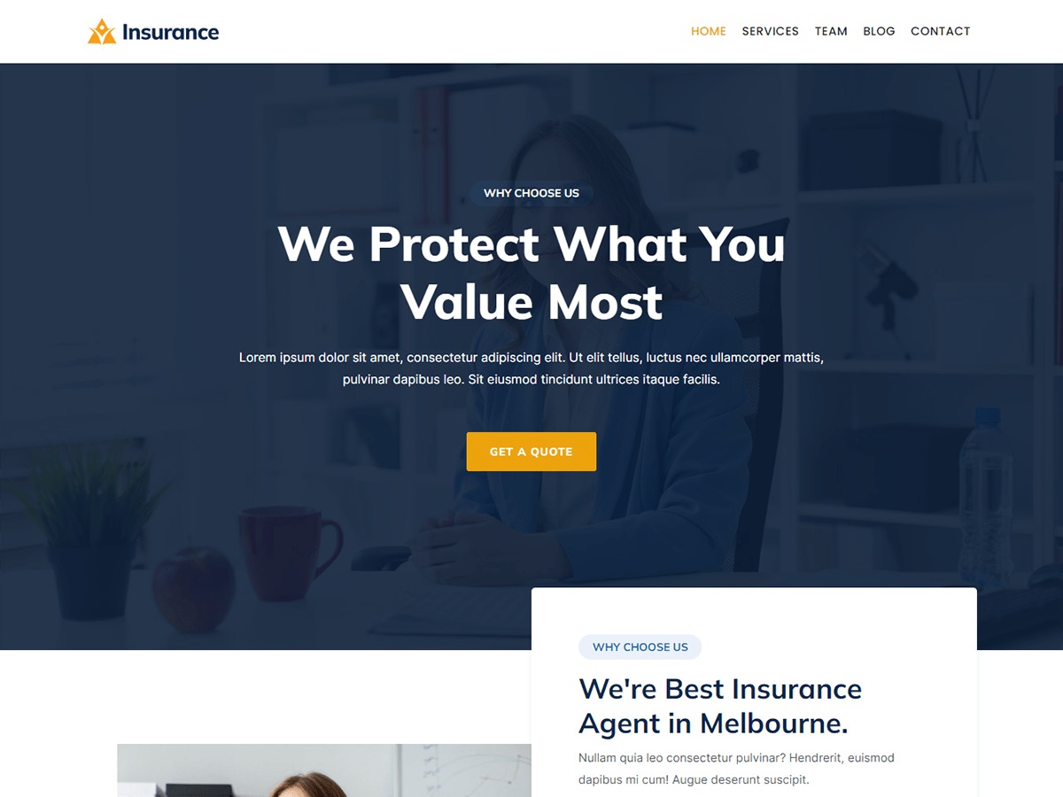 Kortez Insurance company WordPress theme