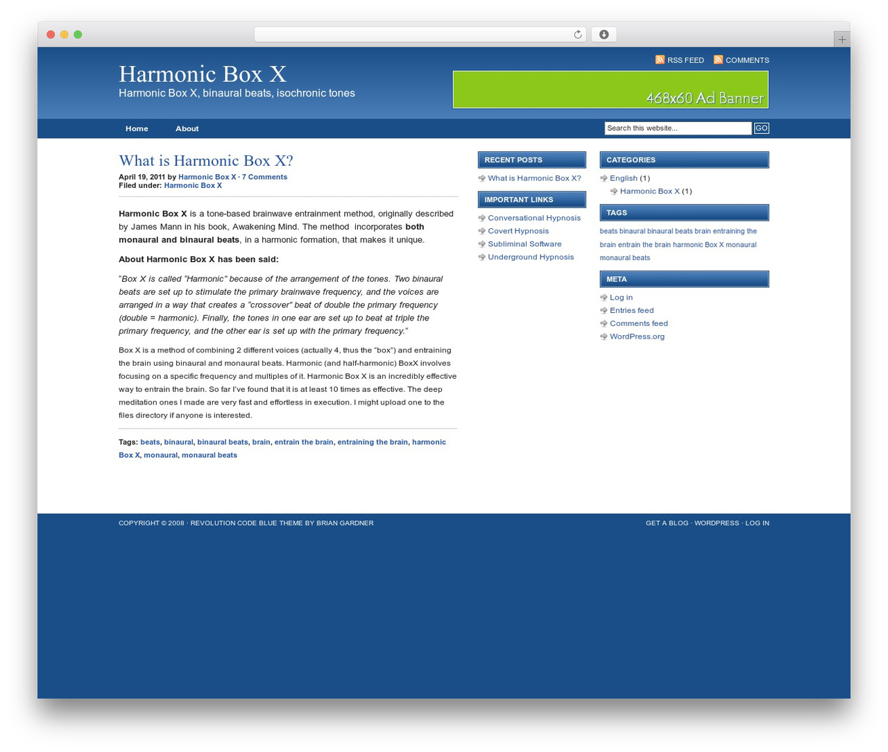 Revolution Code Blue best WordPress theme - harmonicboxx.com