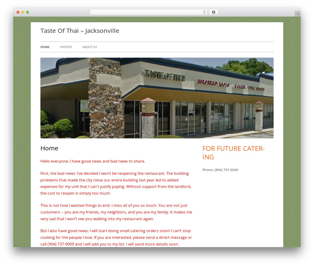 Tiny Framework premium WordPress theme - tasteofthaijax.com Tiny Framework premium WordPress theme - tasteofthaijax.com