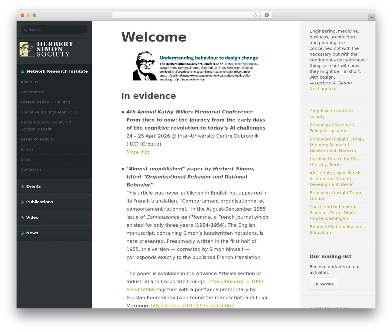 WordPress theme Medium - herbertsimonsociety.org