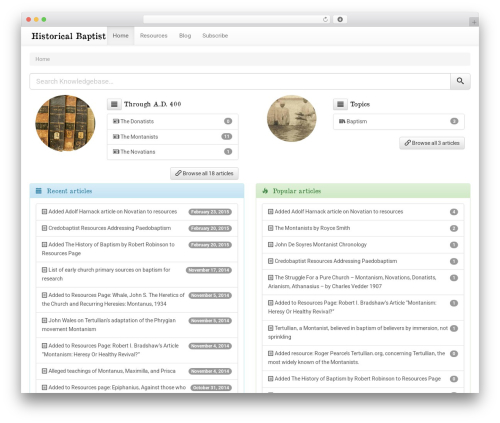 WordPress website theme WP Knowledge Base - historicalbaptist.com