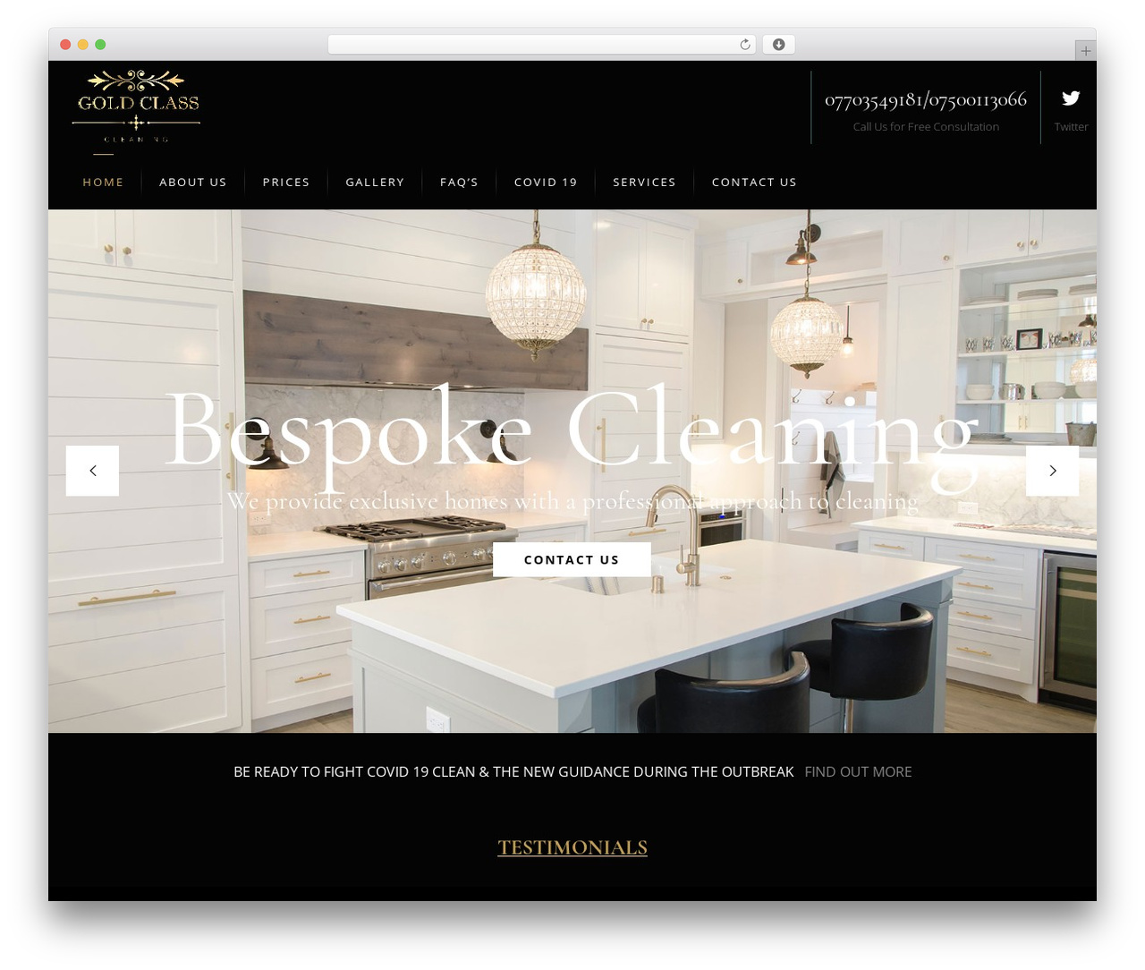 Induscity WordPress theme - goldclasscleaning.com