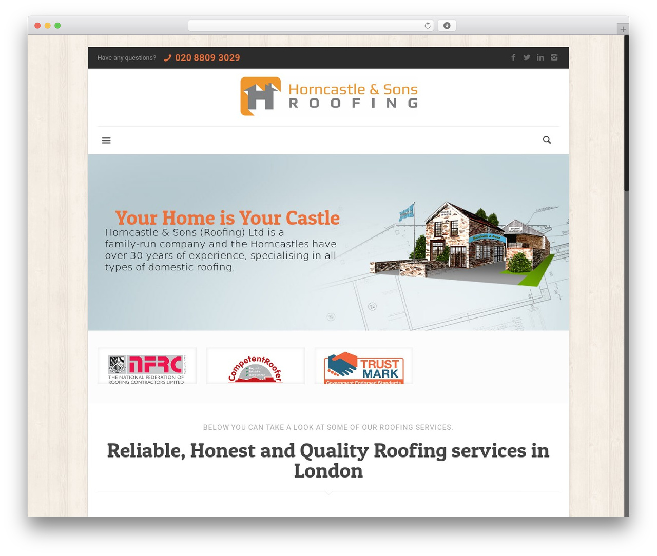 Deezon WordPress theme design - horncastleroofing.co.uk