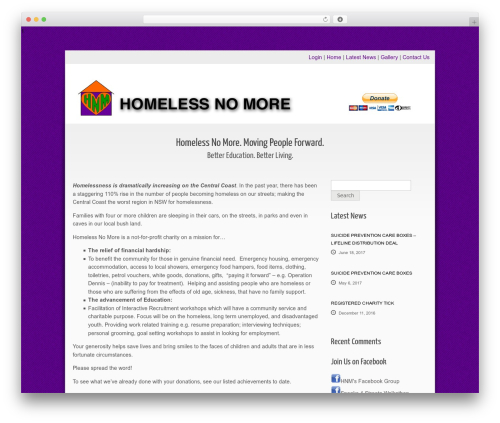 Diverso theme WordPress - homelessnomore.com.au