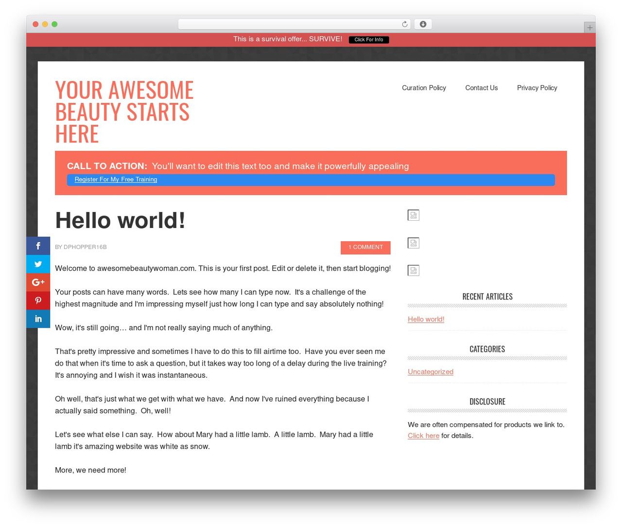 Genesis WordPress website theme - awesomebeautywoman.com