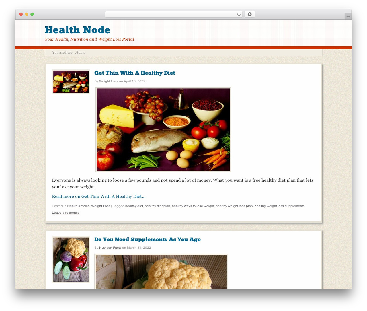 Retro-fitted WordPress theme - healthnode.org