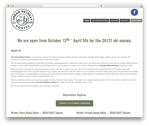 WordPress theme Hostel Theme - urbanretreathostel.ca