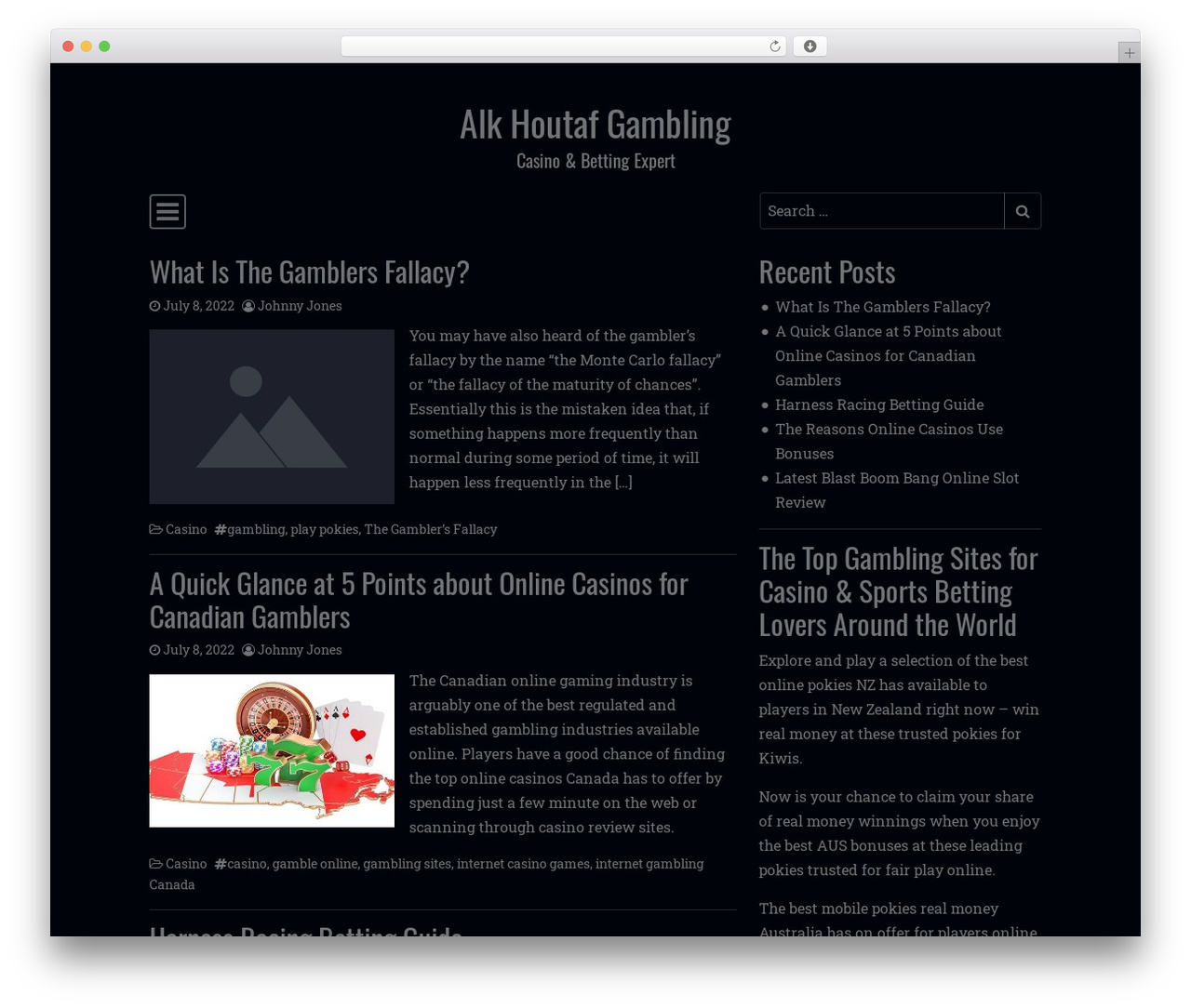 Simple Dark WordPress theme design - alkhoutaf.com