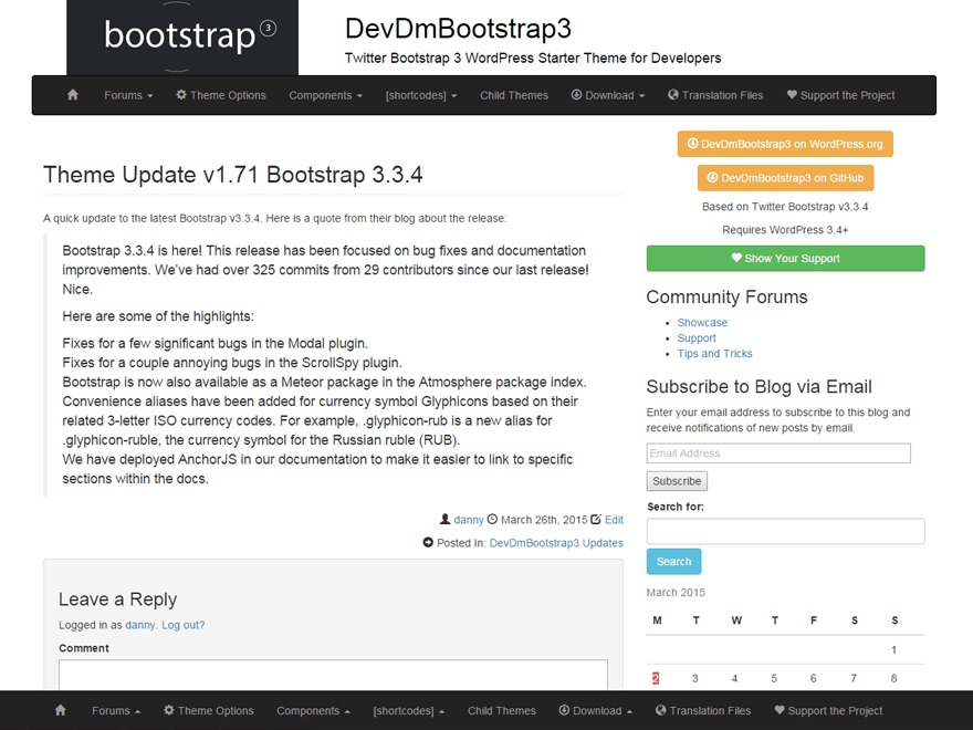 Bootstrap3 WordPress theme by Danny Machal